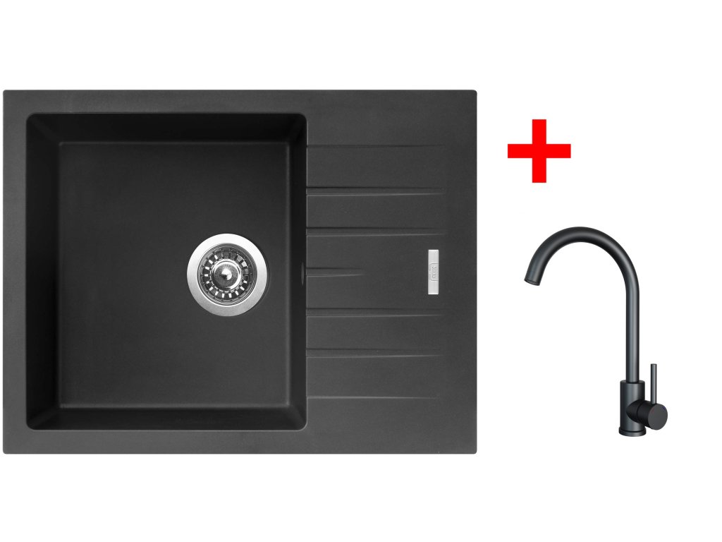 Set Sinks PERFECTO 650 + baterie ARCO černá matná