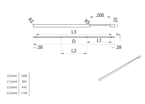 Úchytka Samba bílá matná 1144 mm