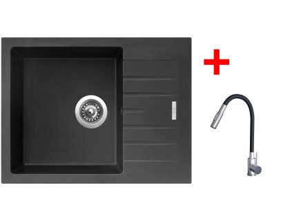 Set Sinks PERFECTO 650 + baterie ELASTA S nerez/černá