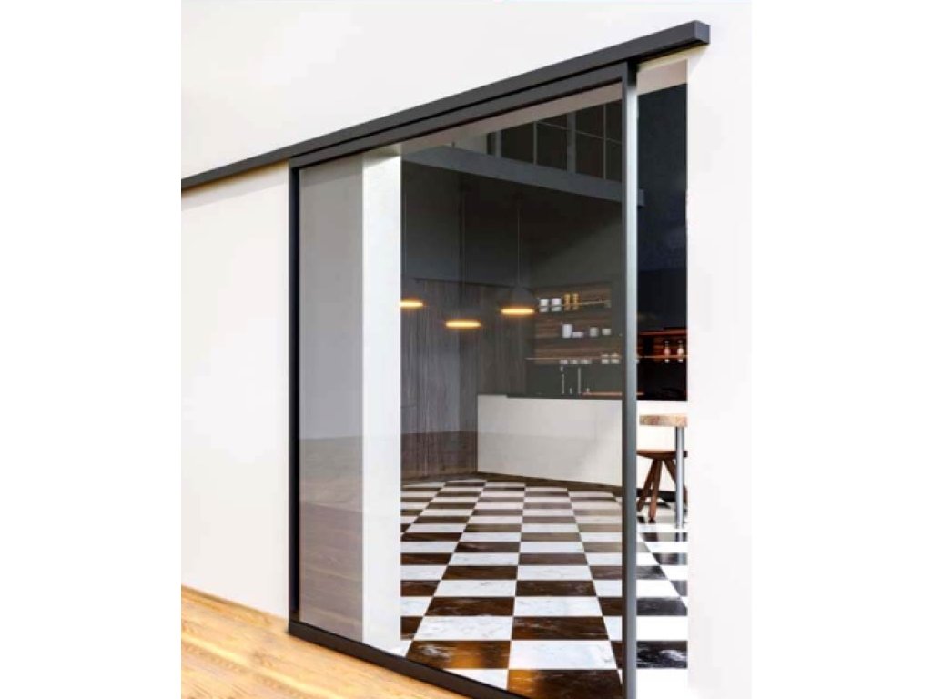 Cemux STARSHIP MINIMAL sada kování pro posuvné rámové dveře 100kg/3m tlumení