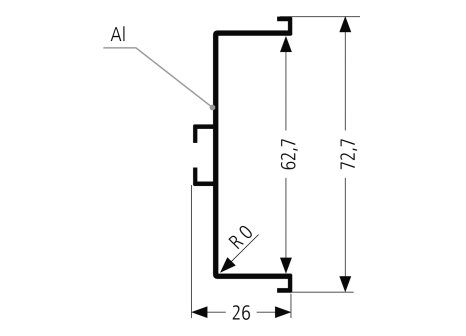 profil pro bezúchytkové dveře - C -2050mm dýha dub