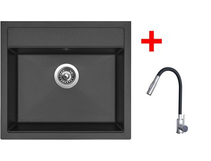 Set Sinks SOLO 560 + baterie ELASTA S nerez/černá