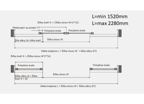Cemux STARSHIP sada kaskáda 3+0 pro rámové posuvné dveře s tlumením