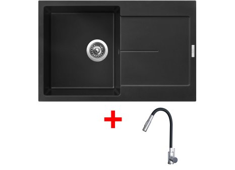 Set Sinks ULTIMA 790 + baterie ELASTA S nerez/černá - Černá, Pureblack