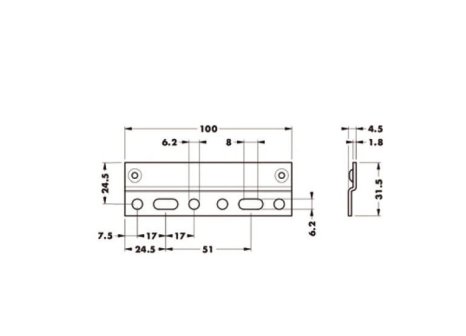 Rektifikační závěs CAMAR 814-64 závěsná lišta 100 mm