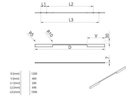 Úchytka Lipa černá matná 1096 mm