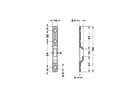 Rektifikační závěs CAMAR 821 závěsný plech