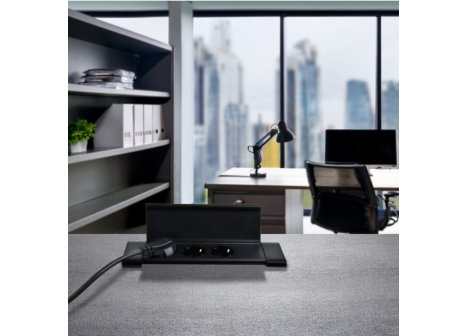 Design Light otevírací zásuvka FLATBOX 3x 230V černá