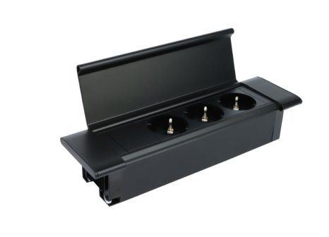 Design Light otevírací zásuvka FLATBOX 3x 230V černá