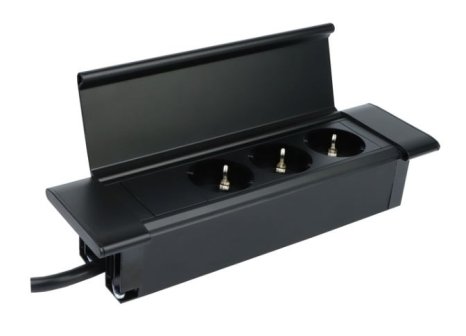 Design Light otevírací zásuvka FLATBOX 3x 230V černá