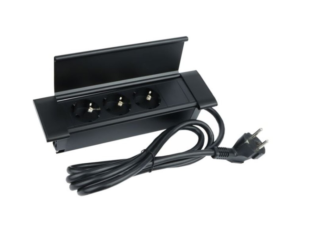 Design Light otevírací zásuvka FLATBOX 3x 230V černá