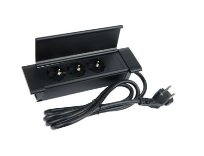 Design Light otevírací zásuvka FLATBOX 3x 230V černá