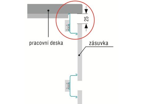 profil pro bezúchytkové dveře - J -2050mm dýha dub