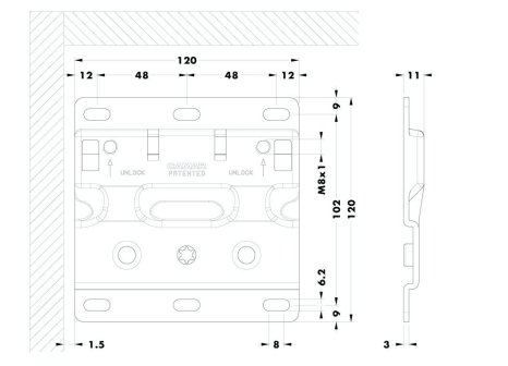 Rektifikační závěs CAMAR 807 XL závěsný plech