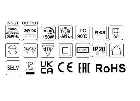 LED napáječ 24V 150W SLIM LONG bez kabelu