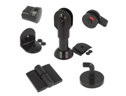 Kování pro WC boxy sada plastová P černá