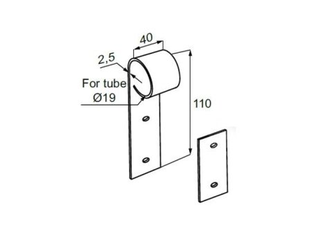 Kování pro WC boxy držák tyče - tyč/panel
