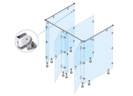 Kování pro WC boxy držák U stěna/bok
