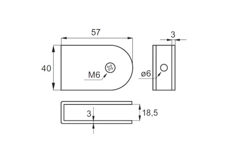 Kování pro WC boxy držák U stěna/bok