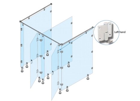 Kování pro WC boxy závěs levý naložený