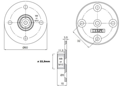 Matice kruhová pro stolové nohy - M10