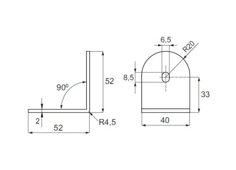 Kování pro WC boxy držák L-I bok/bok