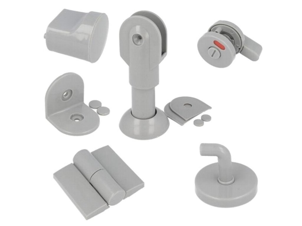 Kování pro WC boxy sada plastová L šedá