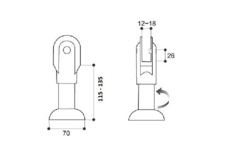 Kování pro WC boxy nožka plast šedá