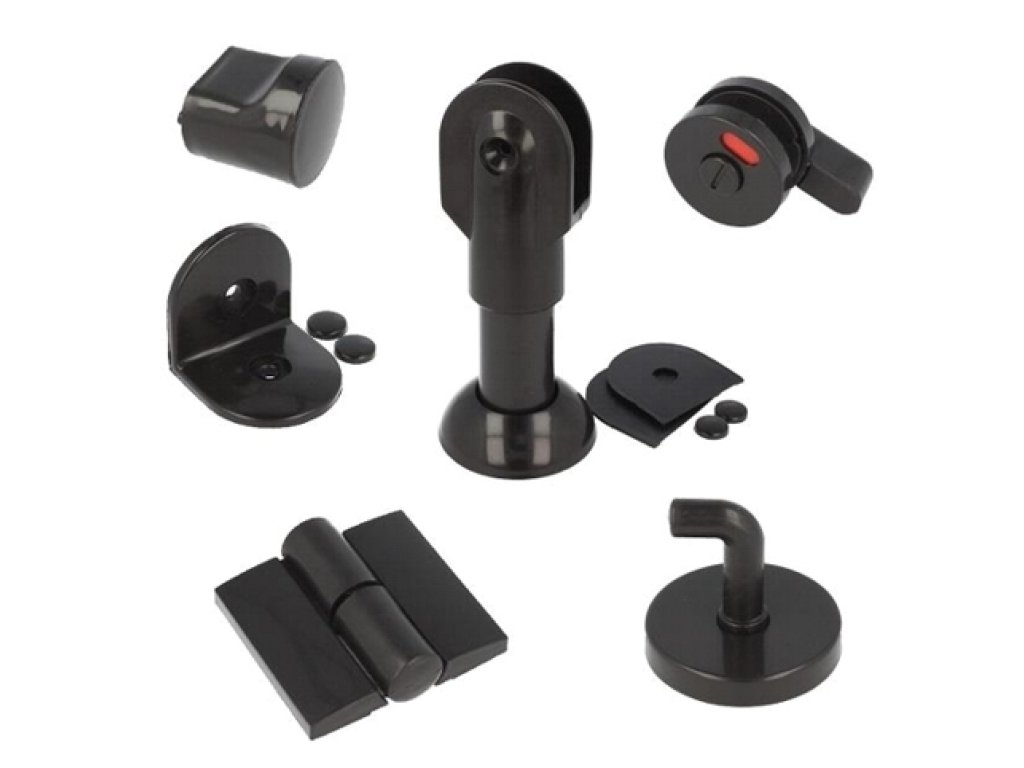 Kování pro WC boxy sada plastová L černá