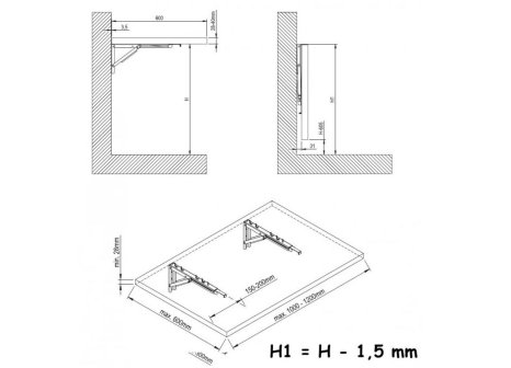 Stolová sklopná vzpěra bílá