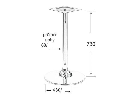 Stolová noha centrální LISABON chrom v.730 mm