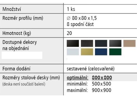 Stolová noha centrální STABIL X