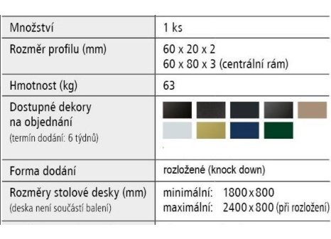Stolová podnož k rozkládacímu stolu VERTO180