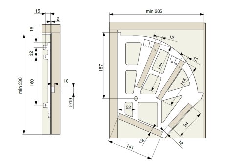 Kování na botník výklopný víceřadý