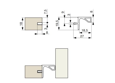 Gola dvířkový profil pro horní skřínky 2,9 m