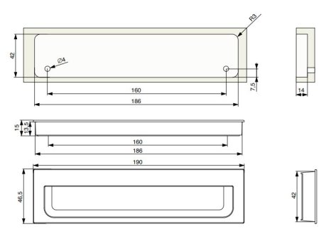 Úchytka Ilona zápustná černá matná