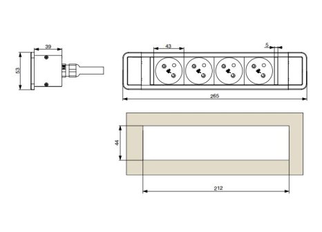 RIEX elektro zásuvka 4x230V černá