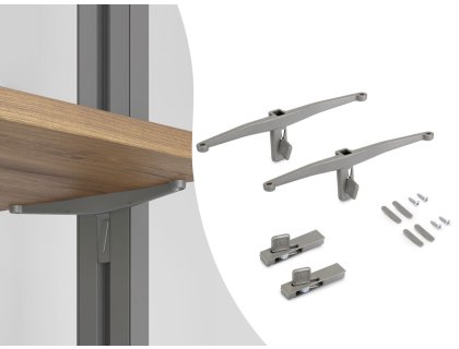 ZERO sada držáků pro dřevěnou polici kamenná šedá