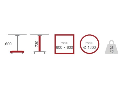 Stolová noha centrální DESIGN 1703 černá výška 730 mm