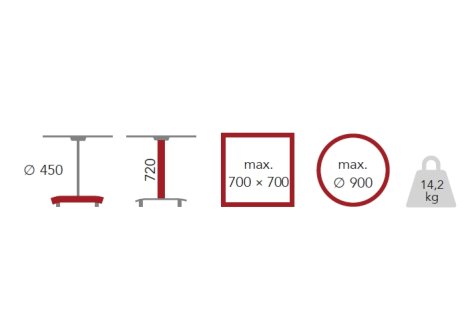Stolová noha centrální ECO 110 - 450 broušená nerez výška 720 mm