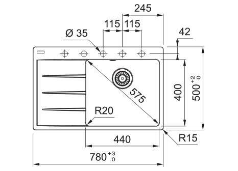 Franke dřez CNG 611-78 TL/7 odkap vlevo