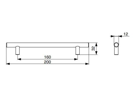 Úchytka kovová Hrazda broušený nikl