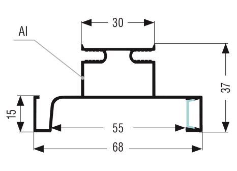 Profil LED vertikální středový 2250 mm černá mat