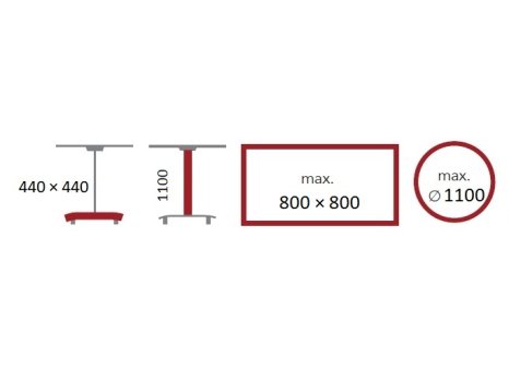 Stolová noha centrální ECO 780 - 450 x 450 mm broušená nerez v.1100 mm