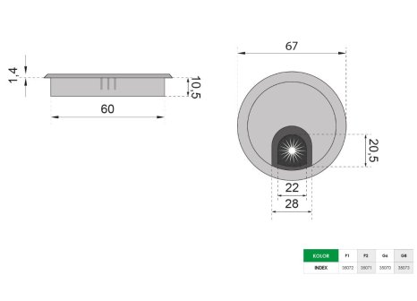 Průchodka kabelová kovová průměr 60 a 80 mm