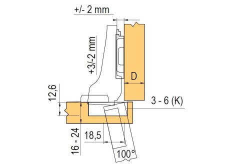 BLUM 71M2650 CLIP závěs 100° polonaložený